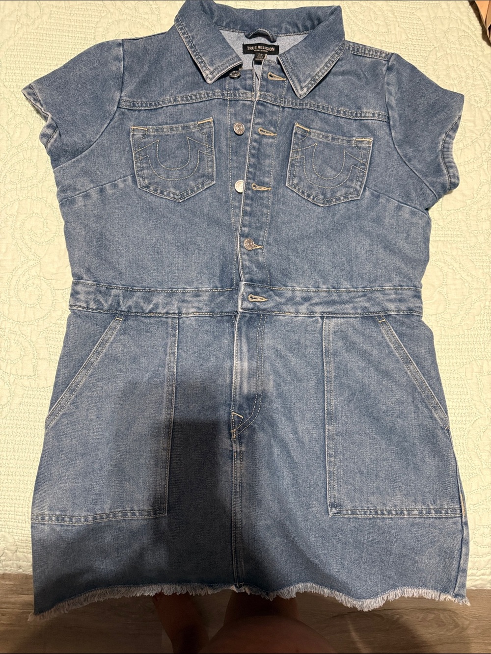 True Religion Light Blue Denim Short Sleeve Dress